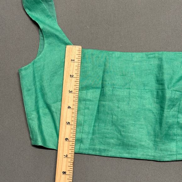 SALONI Square Seams Choli Top Washed‎ Green Linen Crop in Green Size US 0/ UK 4 - Picture 13 of 15